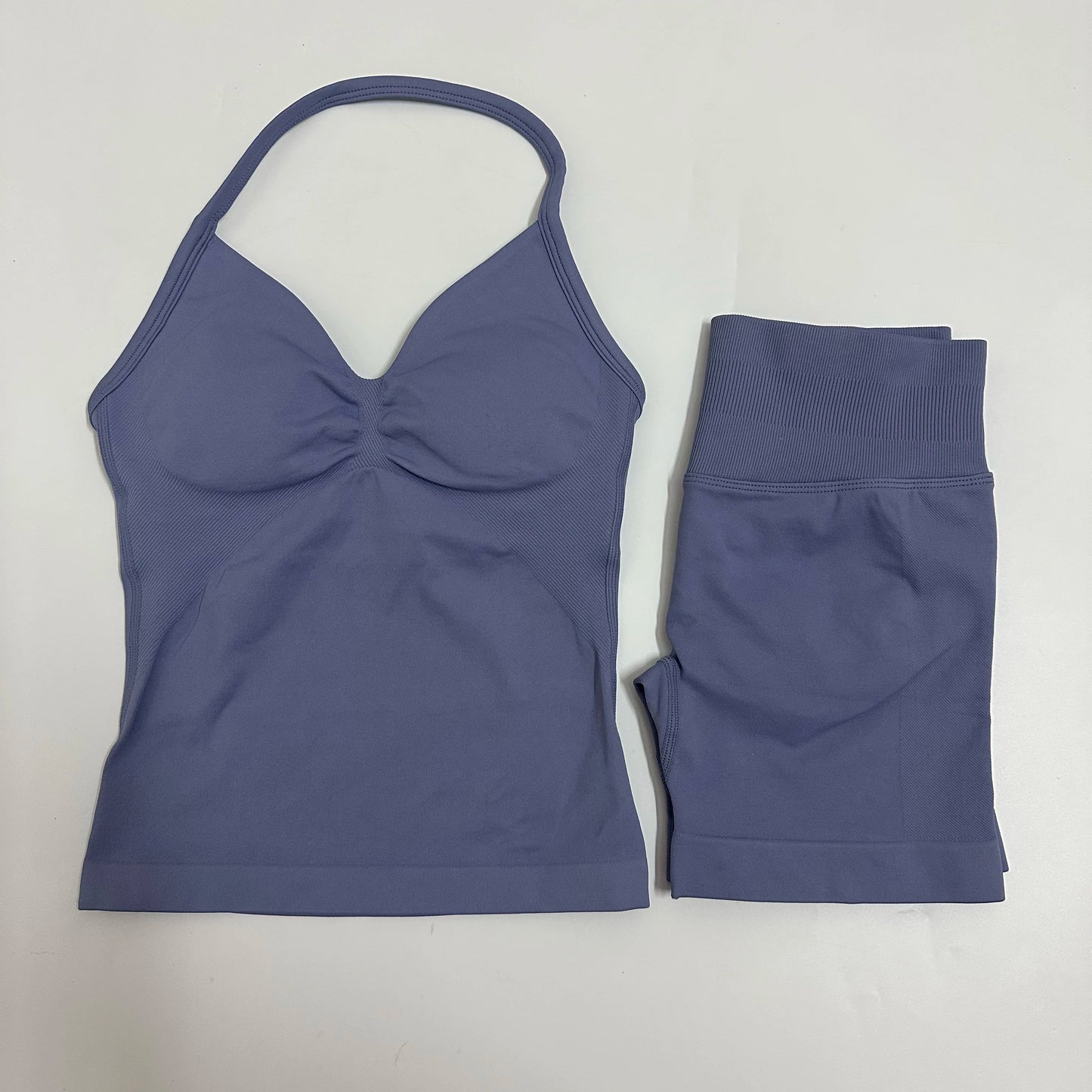 Yoga Set Women Padded Halter Tank Top Scrunch Butt Lifting Gym Shorts Set Summer Sportswear Workout Clothes
