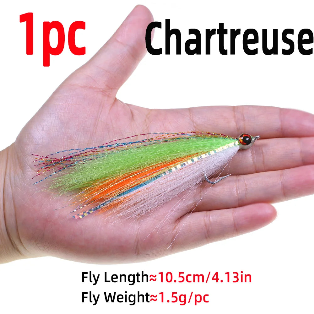 1pc/4pcs Epoxy 3D Fish Eye Clouser Minnow Slinky Fiber Baitfish Saltwater Streamer Fly Fishing Flies Trout Fishing Lure Baits