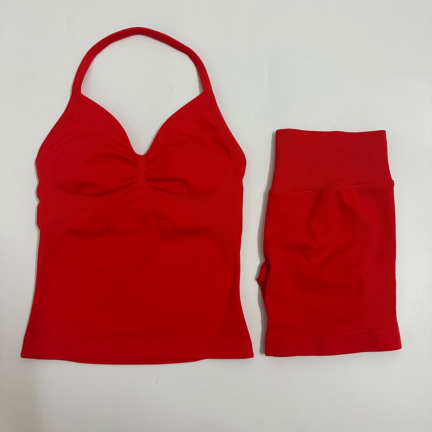 Yoga Set Women Padded Halter Tank Top Scrunch Butt Lifting Gym Shorts Set Summer Sportswear Workout Clothes