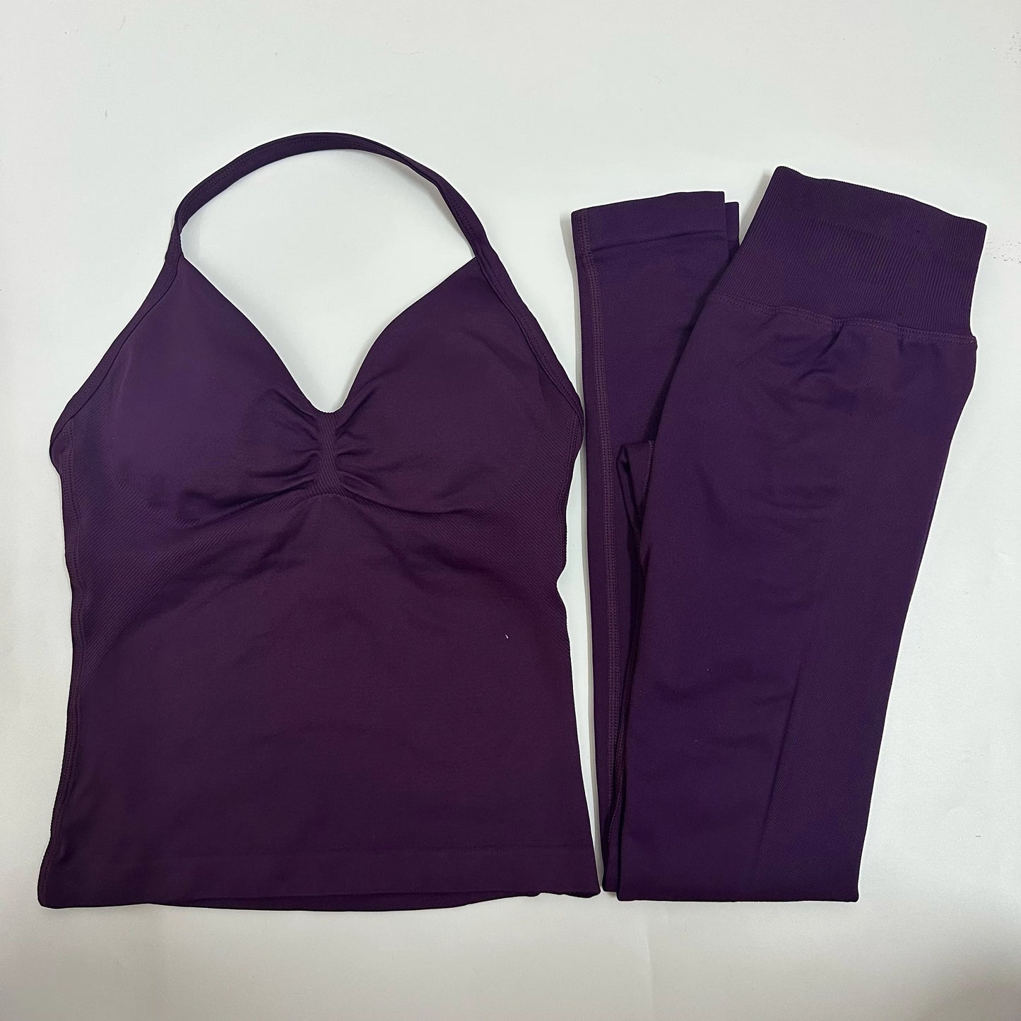Yoga Set Women Padded Halter Tank Top Scrunch Butt Lifting Gym Shorts Set Summer Sportswear Workout Clothes