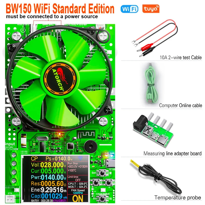 ‌Tuya WiFi Smart Battery Tester 18650 Capacity Meter USB Electronic Load Internal Resistance Detector with Real-Time APP Monitor