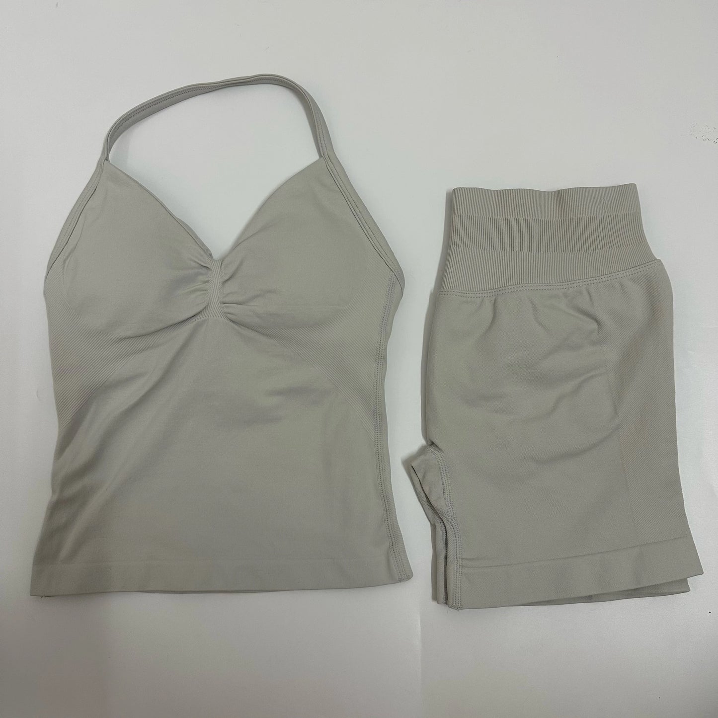 Yoga Set Women Padded Halter Tank Top Scrunch Butt Lifting Gym Shorts Set Summer Sportswear Workout Clothes