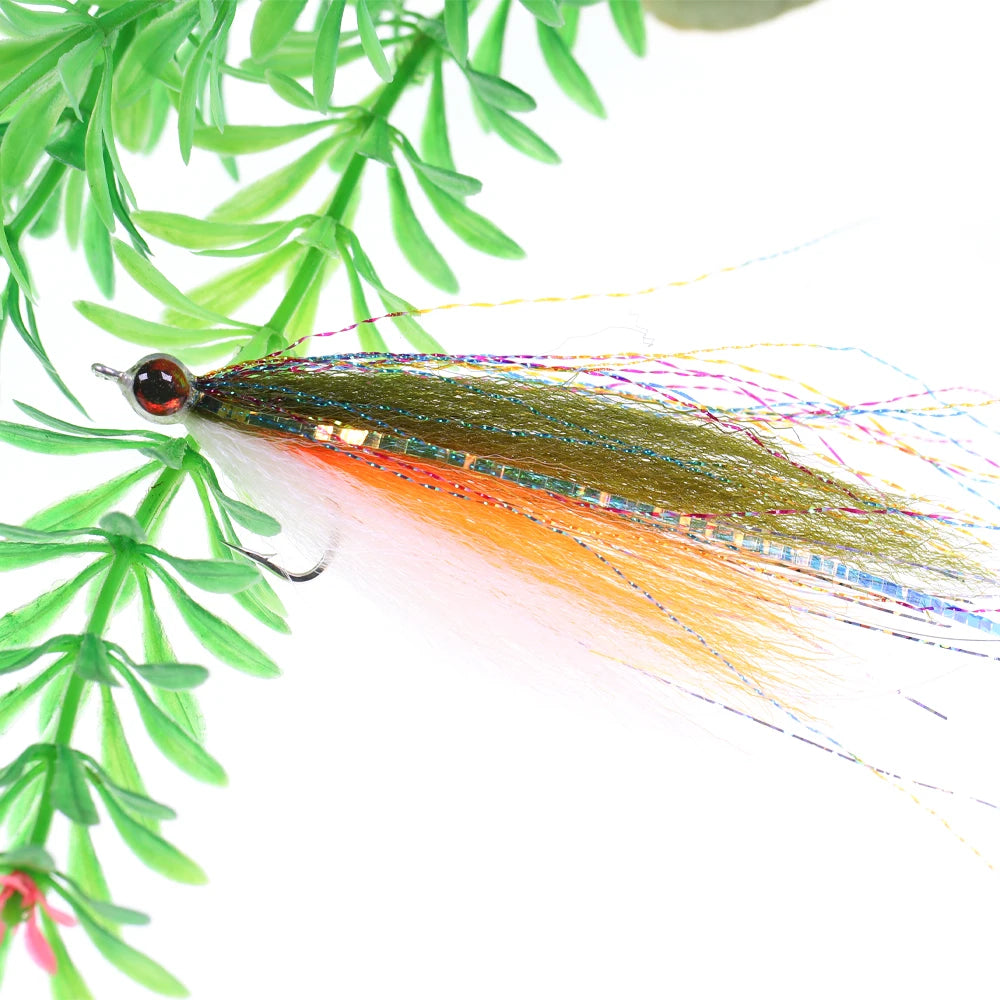 1pc/4pcs Epoxy 3D Fish Eye Clouser Minnow Slinky Fiber Baitfish Saltwater Streamer Fly Fishing Flies Trout Fishing Lure Baits
