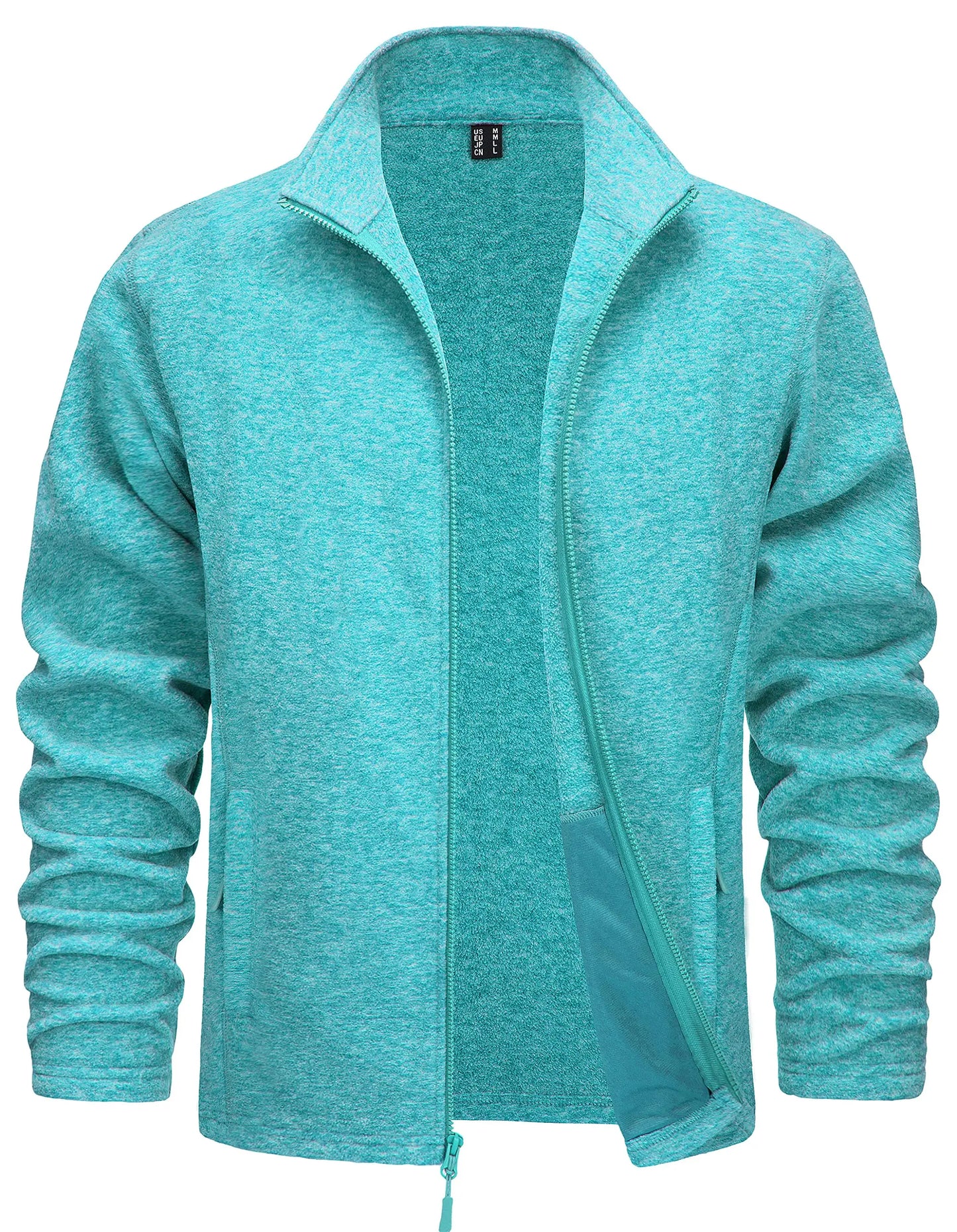 TACVASEN Lightweight Full Zip Fleece Jackets Mens Spring Casual Jacket Outdoor Sportswear With Pockets Stand Collar Outwear Tops