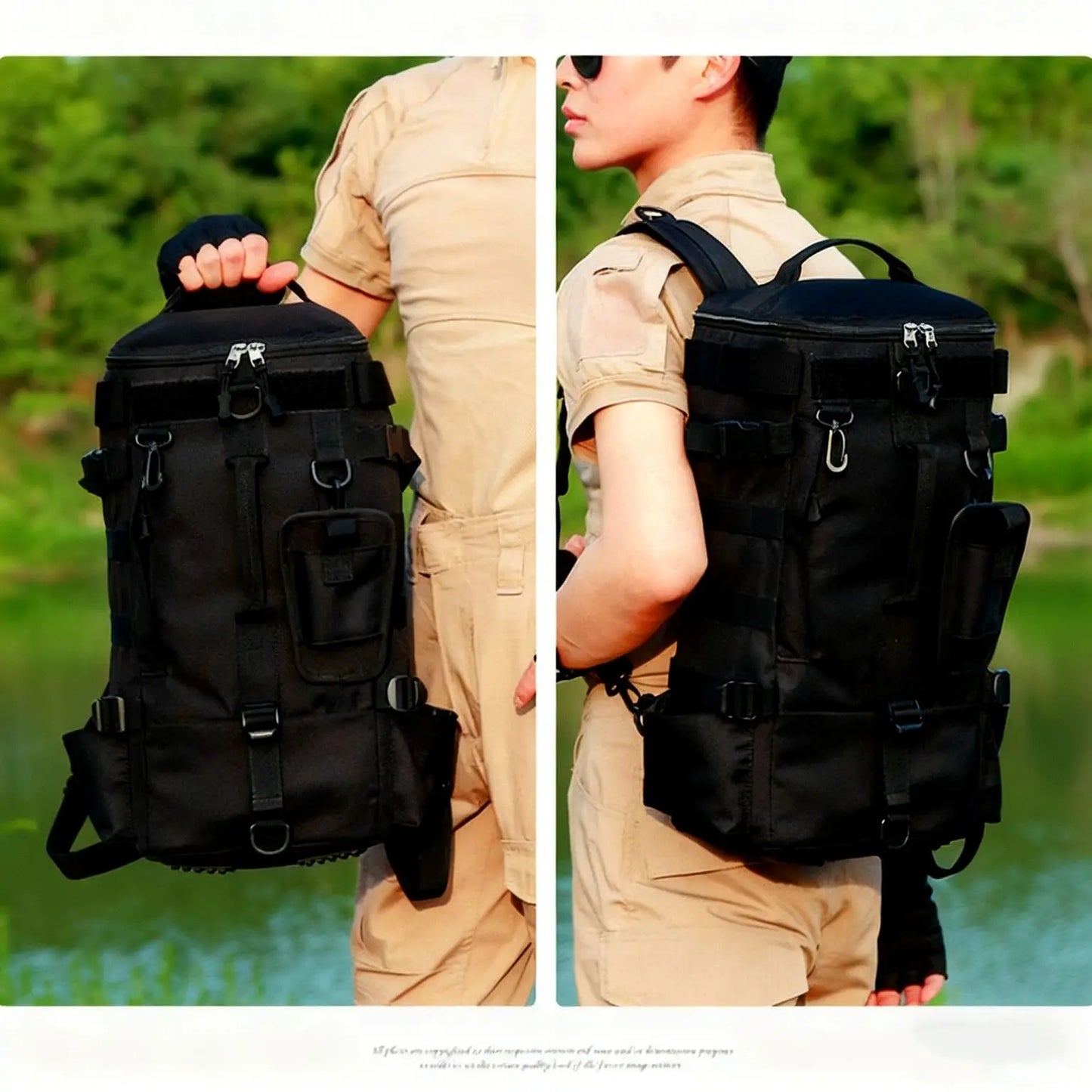 Multifunctional Fishing Backpack Tackle Bag with Rod Holders Fish Equipment Storage Waterproof Wear-resistant Outdoor Sports Bag