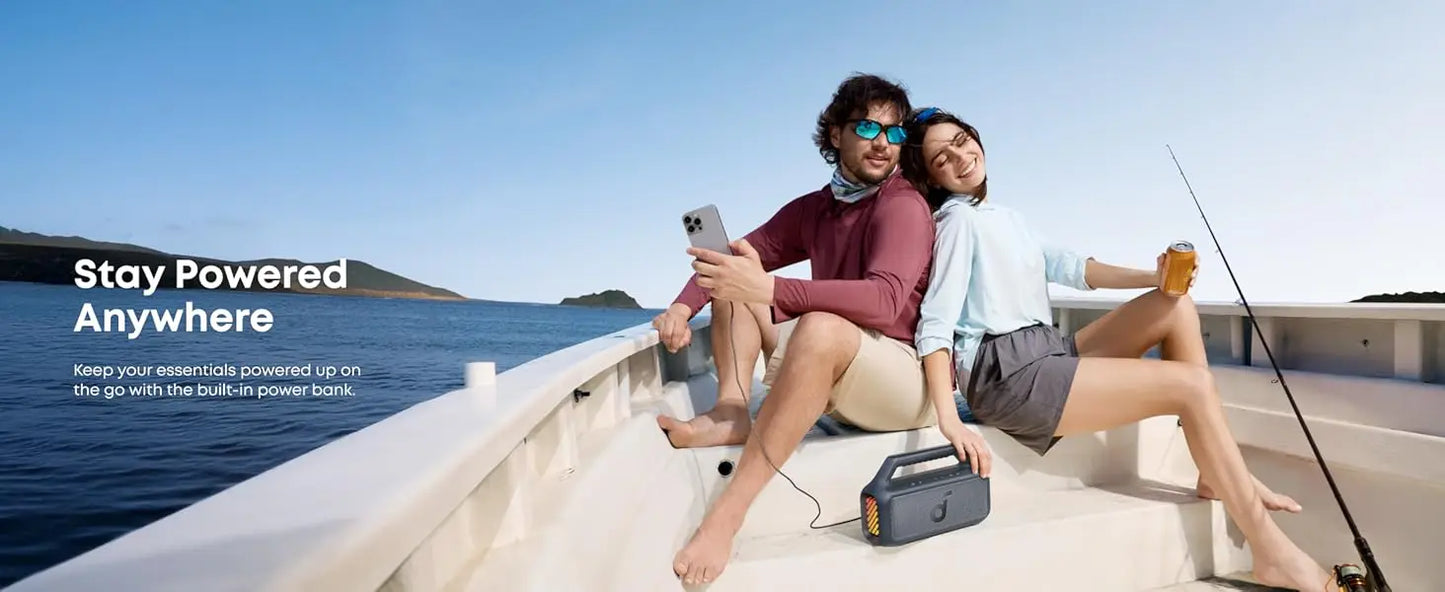 Soundcore Boom V2 by Anker, Outdoor Speaker, 80W, Subwoofer, BassUp 2.0, 24H Playtime, IPX7 Waterproof, Floatable (Refurbished)