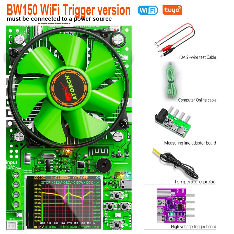 ‌Tuya WiFi Smart Battery Tester 18650 Capacity Meter USB Electronic Load Internal Resistance Detector with Real-Time APP Monitor