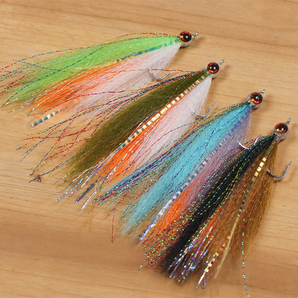 1pc/4pcs Epoxy 3D Fish Eye Clouser Minnow Slinky Fiber Baitfish Saltwater Streamer Fly Fishing Flies Trout Fishing Lure Baits