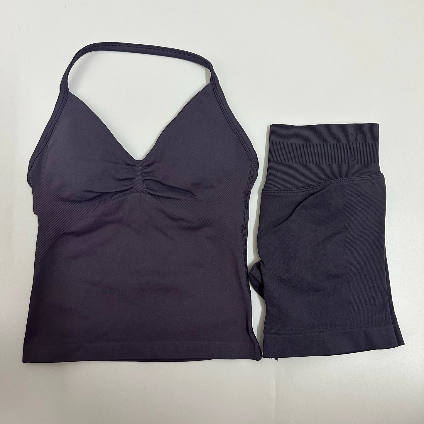 Yoga Set Women Padded Halter Tank Top Scrunch Butt Lifting Gym Shorts Set Summer Sportswear Workout Clothes