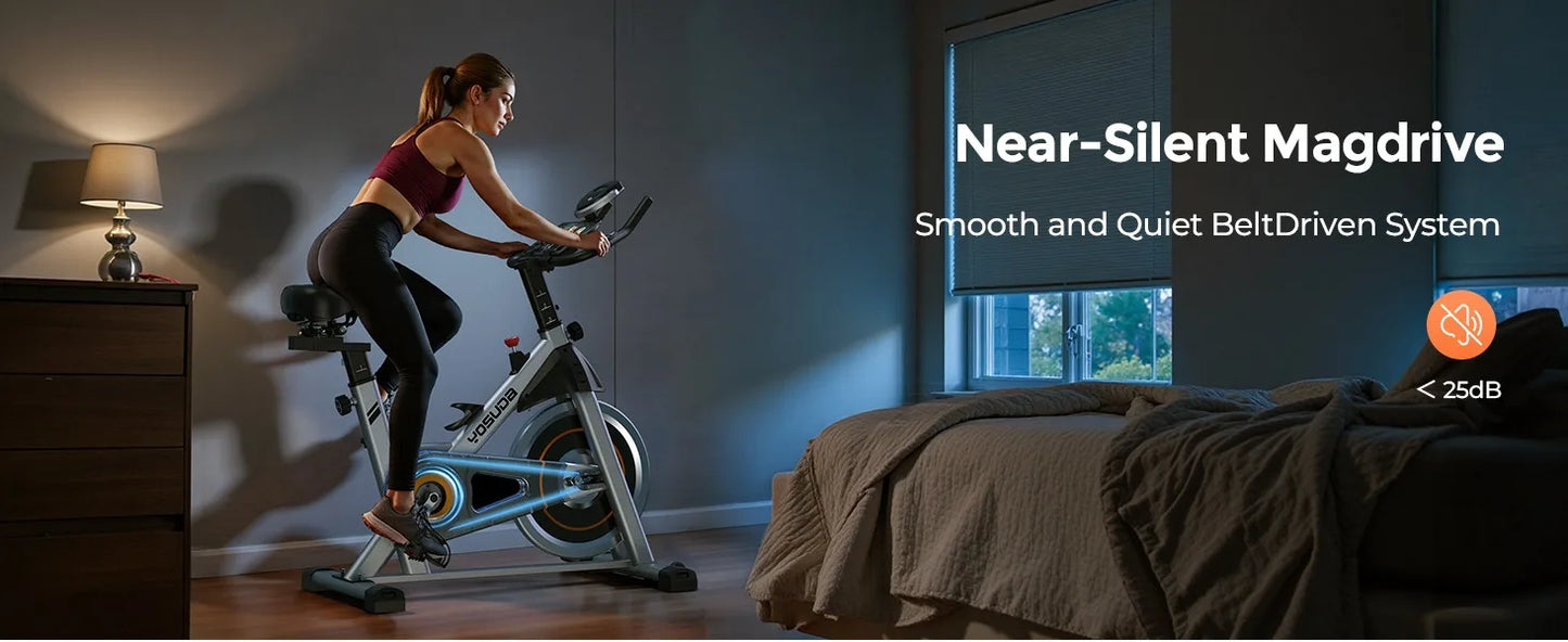 YOSUDA Exercise Bike, Brake Pad Stationary Bike for Home with Exclusive App, Magnetic Indoor Cycling Bike with 300 lb Weight