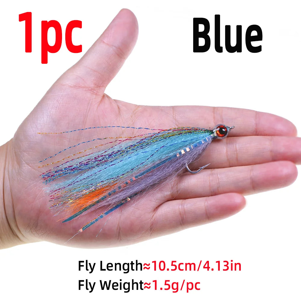 1pc/4pcs Epoxy 3D Fish Eye Clouser Minnow Slinky Fiber Baitfish Saltwater Streamer Fly Fishing Flies Trout Fishing Lure Baits