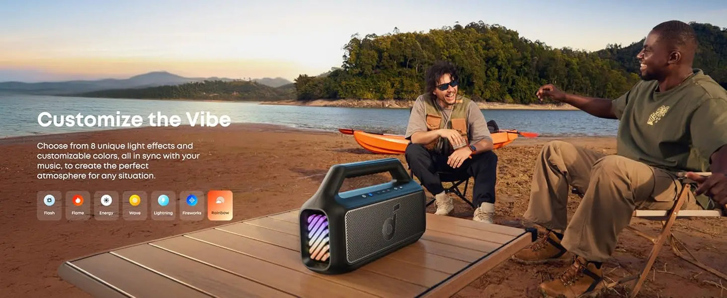 Soundcore Boom V2 by Anker, Outdoor Speaker, 80W, Subwoofer, BassUp 2.0, 24H Playtime, IPX7 Waterproof, Floatable (Refurbished)