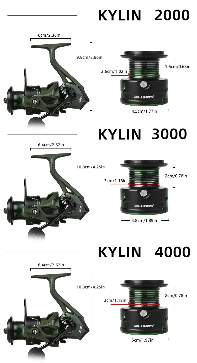 BILLINGS Spinning Reel 5.2:1 Spinning Fishing Reels 17.6 LB Max Drag with Anti-Reverse Metal Spool&CNC Rocker for FreshSaltwater