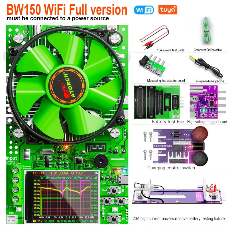 ‌Tuya WiFi Smart Battery Tester 18650 Capacity Meter USB Electronic Load Internal Resistance Detector with Real-Time APP Monitor