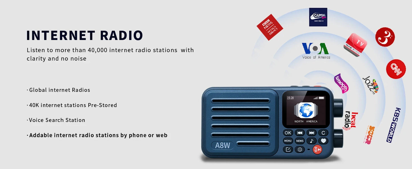 Bulk stock【Official & Original】Choyong A8W Internet Radio (Global Version) w/Alarm Clock