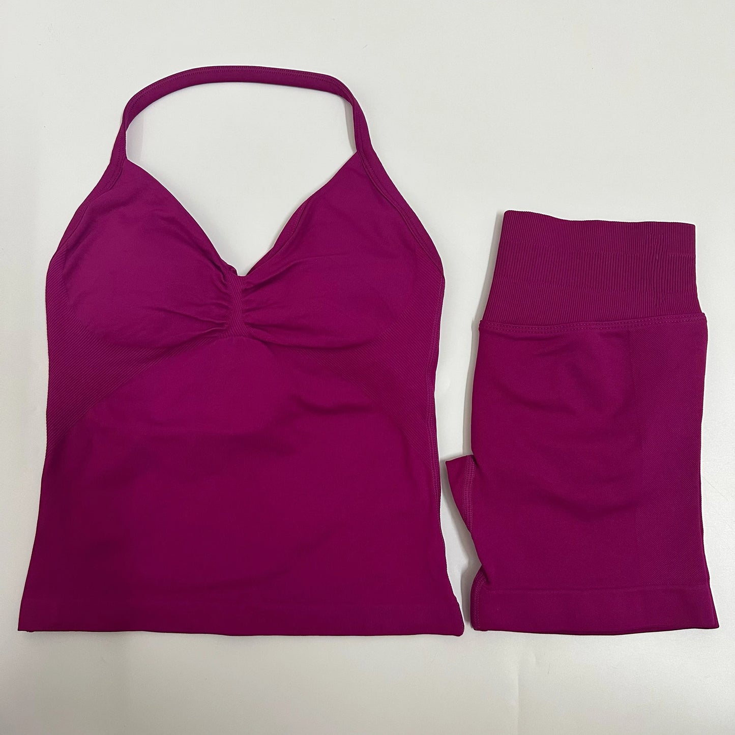 Yoga Set Women Padded Halter Tank Top Scrunch Butt Lifting Gym Shorts Set Summer Sportswear Workout Clothes