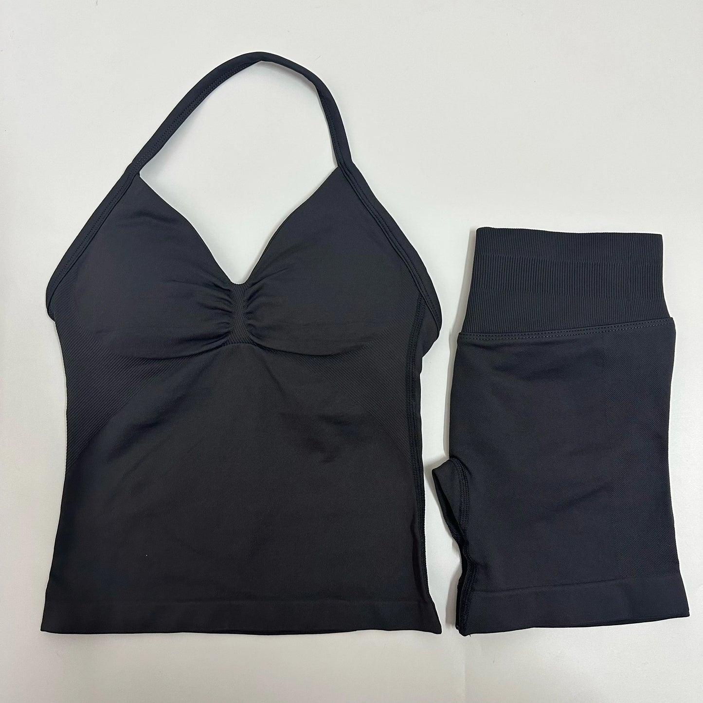 Yoga Set Women Padded Halter Tank Top Scrunch Butt Lifting Gym Shorts Set Summer Sportswear Workout Clothes