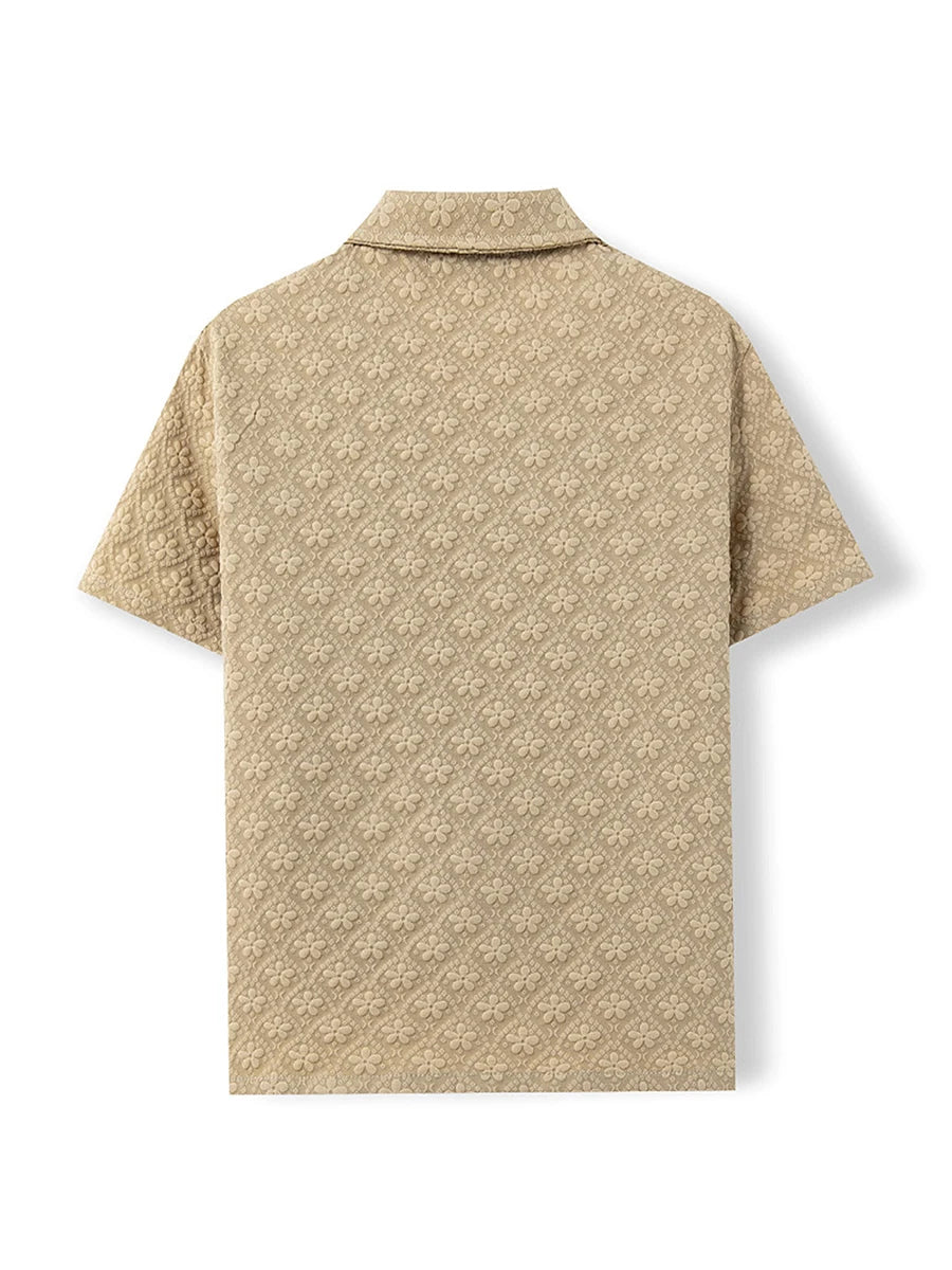 Men s Floral Print Short Sleeve Shirt with Turn-down Collar and Button Closure Perfect for Casual Summer Outfits