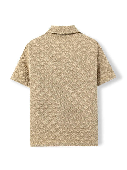 Men s Floral Print Short Sleeve Shirt with Turn-down Collar and Button Closure Perfect for Casual Summer Outfits