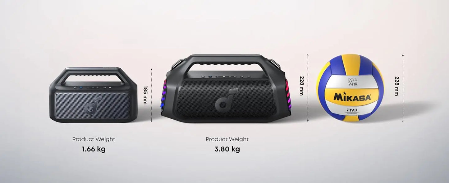 Soundcore Boom V2 by Anker, Outdoor Speaker, 80W, Subwoofer, BassUp 2.0, 24H Playtime, IPX7 Waterproof, Floatable (Refurbished)