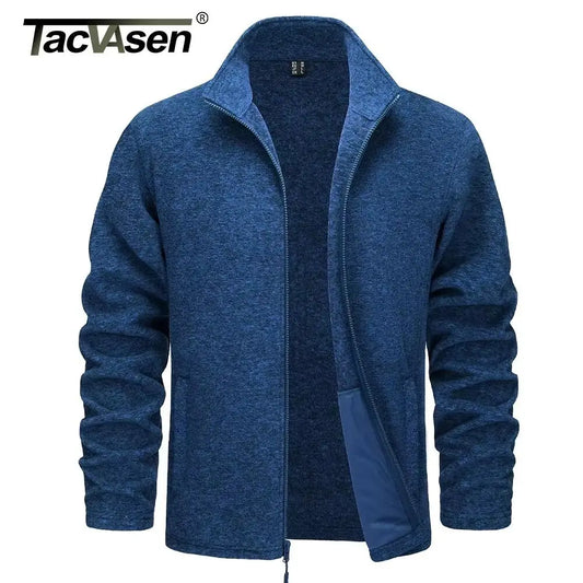 TACVASEN Lightweight Full Zip Fleece Jackets Mens Spring Casual Jacket Outdoor Sportswear With Pockets Stand Collar Outwear Tops