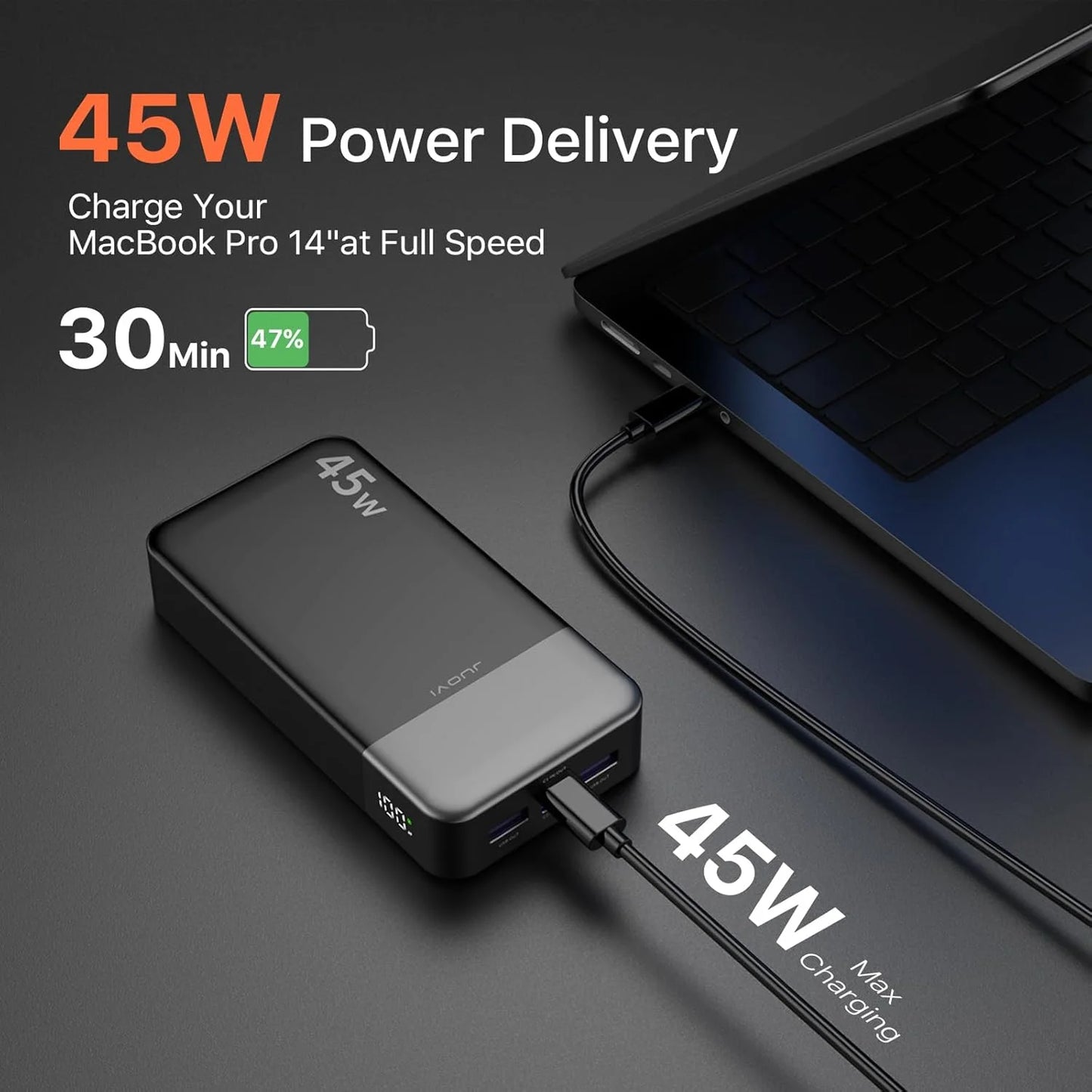 20000mah Power Bank 45W Fast Charging Portable Charger External Battery Pack with LED Display for iPhone Android Laptop