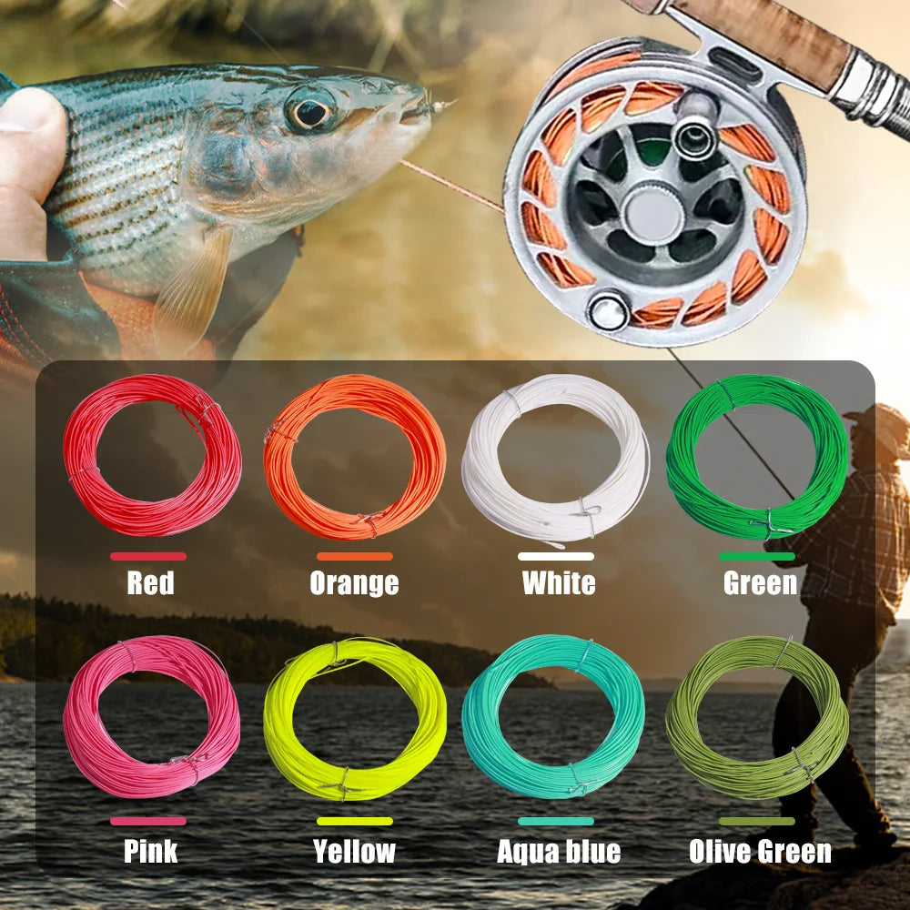 100ft ,1F-8F Weight Forwad Floating Fly Fishing Line Fluo Front Welded Loop FLy line,fishing goods,pesca,fishing accessories