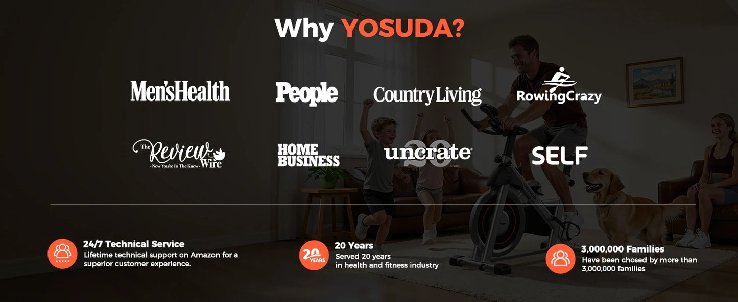 YOSUDA Exercise Bike, Brake Pad Stationary Bike for Home with Exclusive App, Magnetic Indoor Cycling Bike with 300 lb Weight