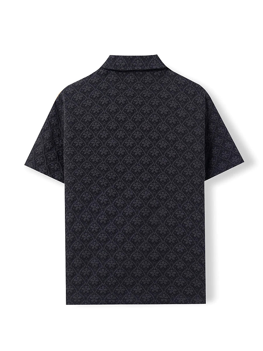 Men s Floral Print Short Sleeve Shirt with Turn-down Collar and Button Closure Perfect for Casual Summer Outfits