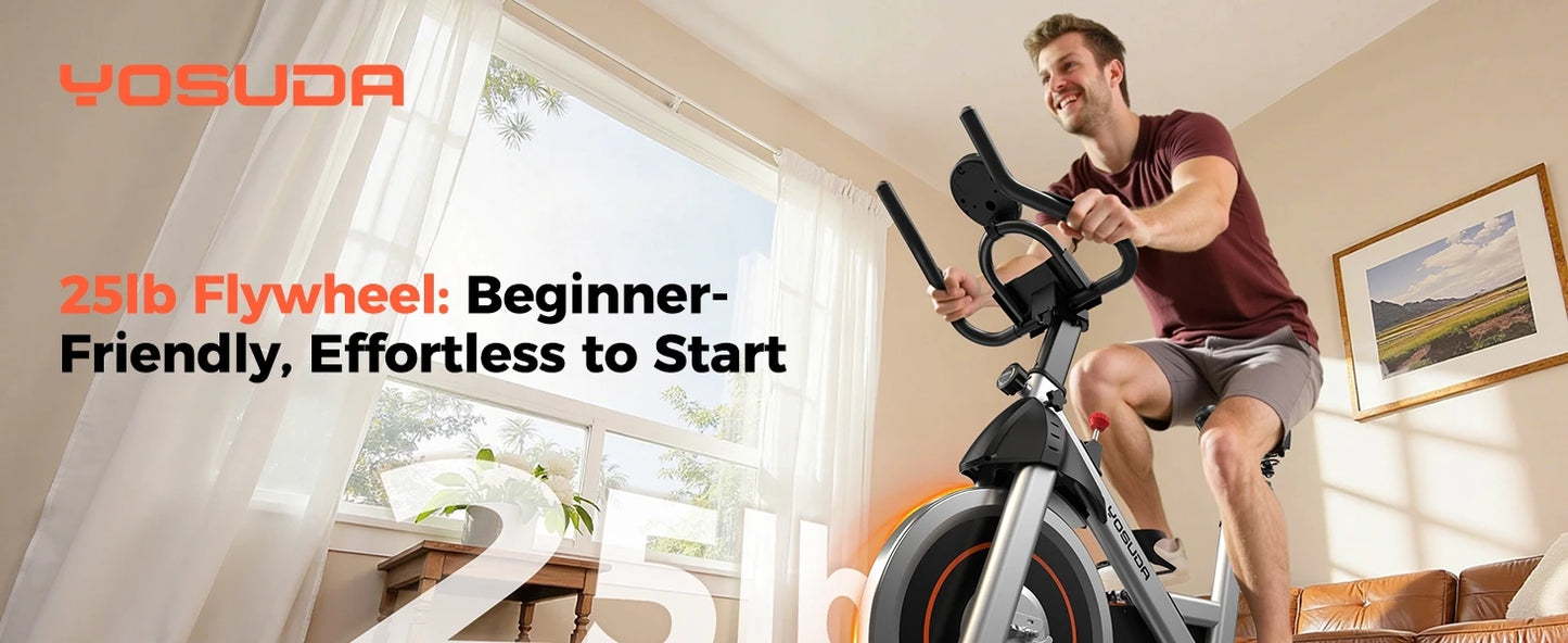 YOSUDA Exercise Bike, Brake Pad Stationary Bike for Home with Exclusive App, Magnetic Indoor Cycling Bike with 300 lb Weight