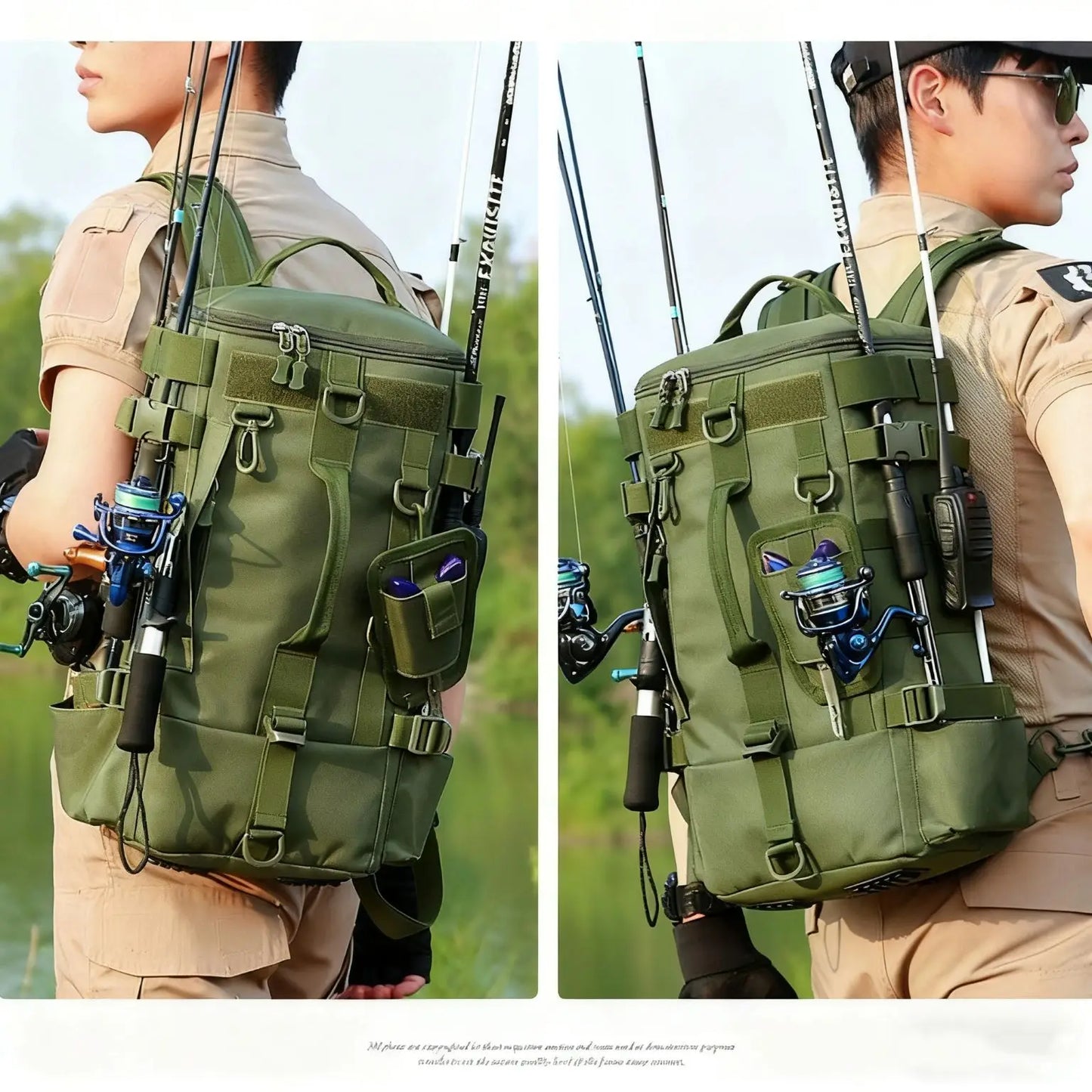 Multifunctional Fishing Backpack Tackle Bag with Rod Holders Fish Equipment Storage Waterproof Wear-resistant Outdoor Sports Bag