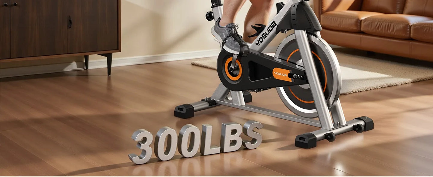 YOSUDA Exercise Bike, Brake Pad Stationary Bike for Home with Exclusive App, Magnetic Indoor Cycling Bike with 300 lb Weight