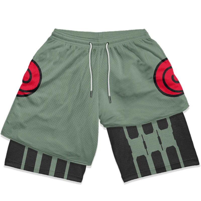 Anime Performance Shorts Men Women 2 In 1 Gym Shorts Manga 3D Print Mesh Quick Dry Sports Short Pants Summer Fitness Workout