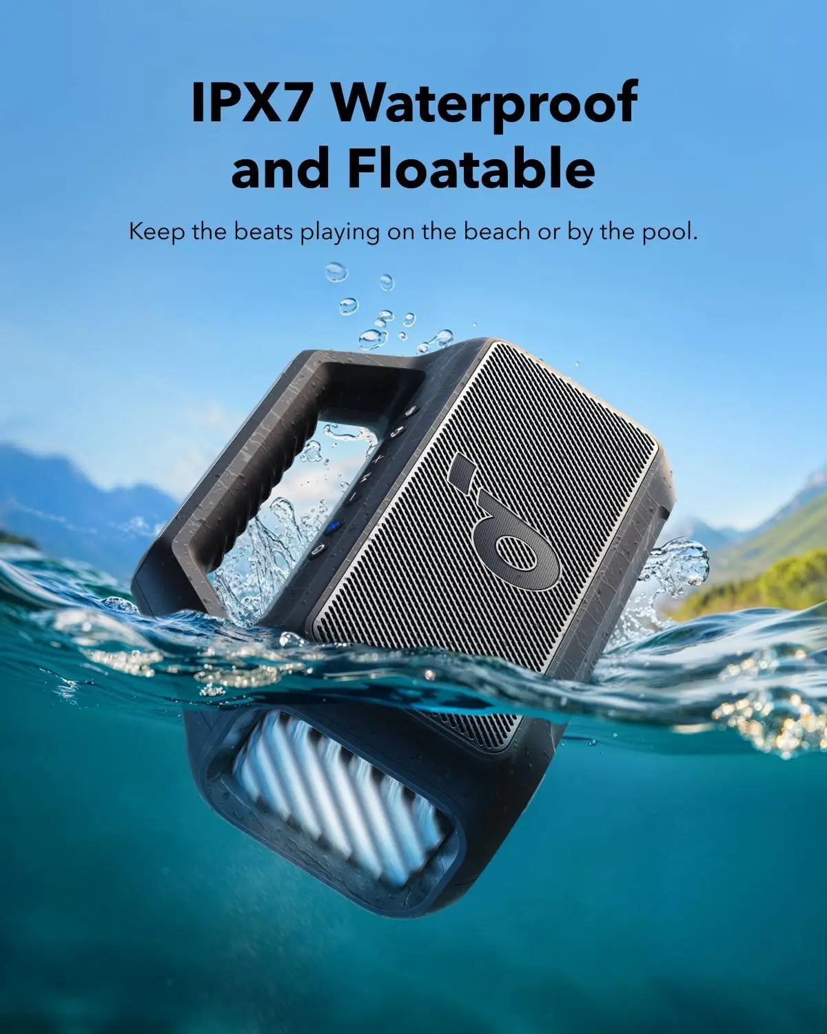 Soundcore Boom V2 by Anker, Outdoor Speaker, 80W, Subwoofer, BassUp 2.0, 24H Playtime, IPX7 Waterproof, Floatable (Refurbished)