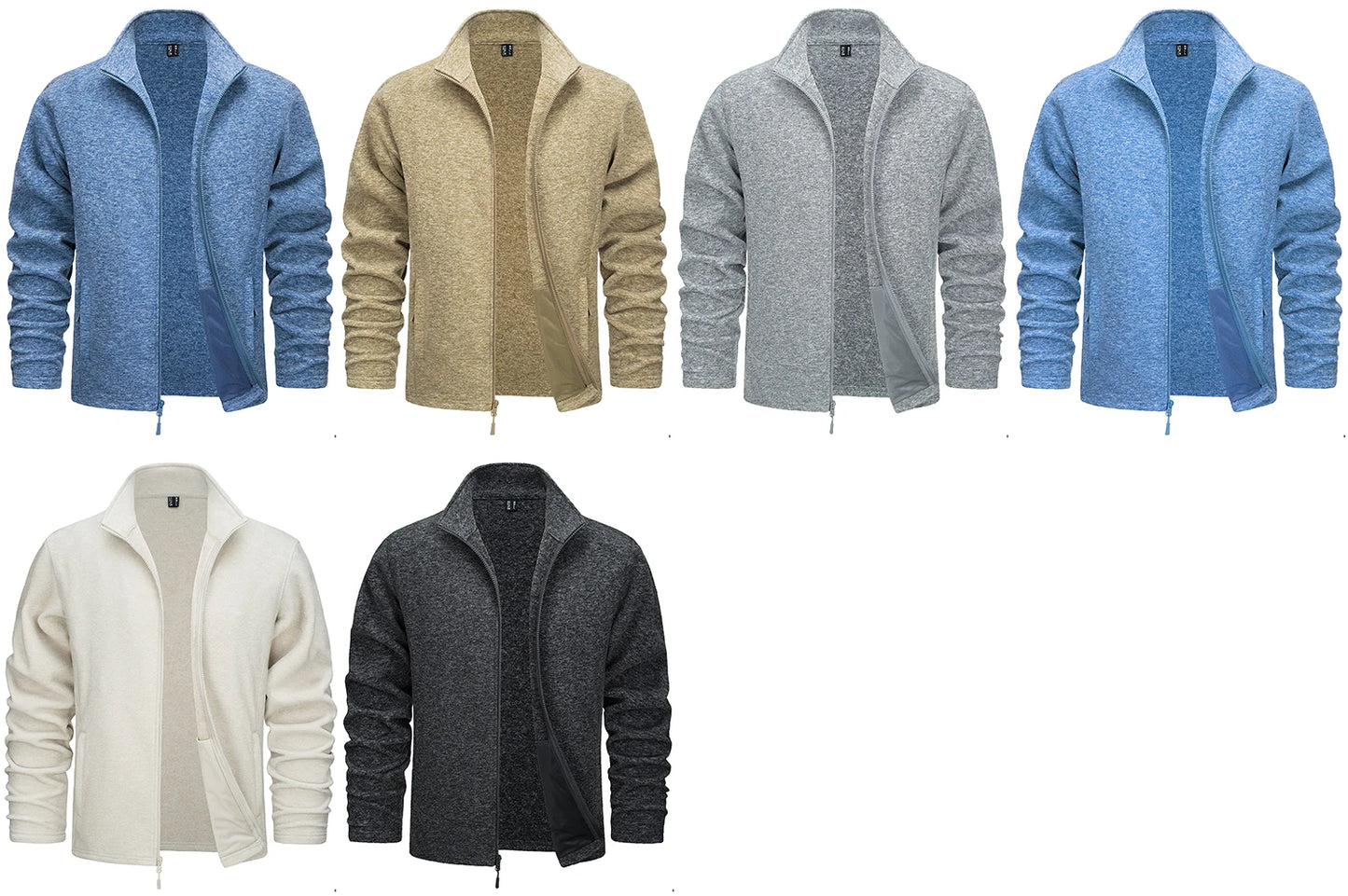 TACVASEN Lightweight Full Zip Fleece Jackets Mens Spring Casual Jacket Outdoor Sportswear With Pockets Stand Collar Outwear Tops