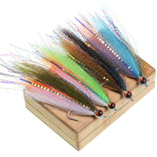 1pc/4pcs Epoxy 3D Fish Eye Clouser Minnow Slinky Fiber Baitfish Saltwater Streamer Fly Fishing Flies Trout Fishing Lure Baits