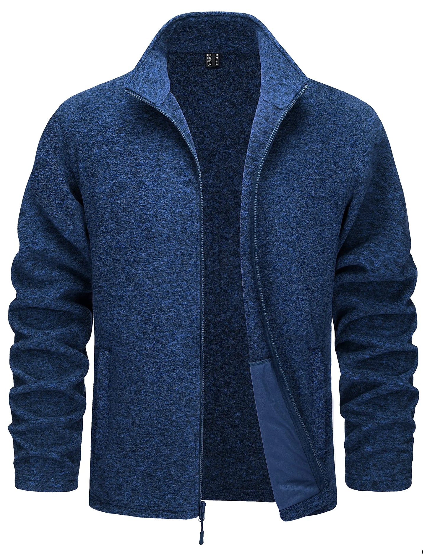 TACVASEN Lightweight Full Zip Fleece Jackets Mens Spring Casual Jacket Outdoor Sportswear With Pockets Stand Collar Outwear Tops