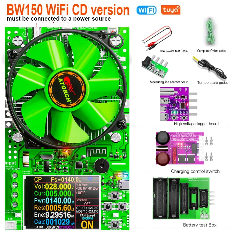 ‌Tuya WiFi Smart Battery Tester 18650 Capacity Meter USB Electronic Load Internal Resistance Detector with Real-Time APP Monitor