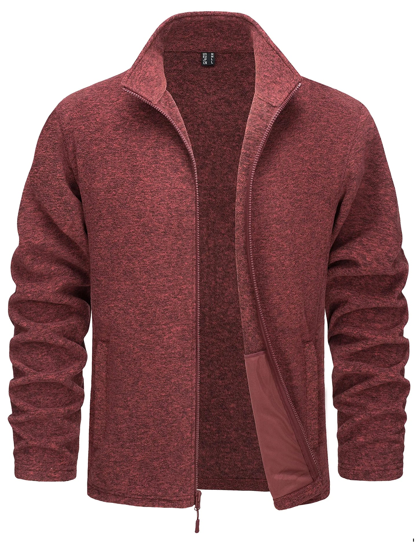 TACVASEN Lightweight Full Zip Fleece Jackets Mens Spring Casual Jacket Outdoor Sportswear With Pockets Stand Collar Outwear Tops