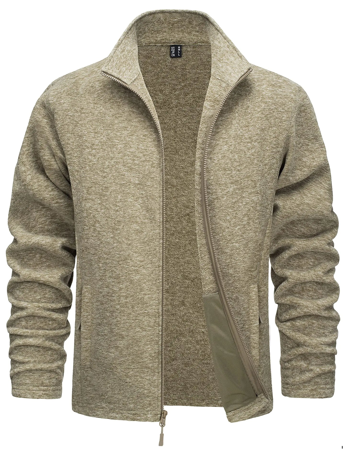TACVASEN Lightweight Full Zip Fleece Jackets Mens Spring Casual Jacket Outdoor Sportswear With Pockets Stand Collar Outwear Tops