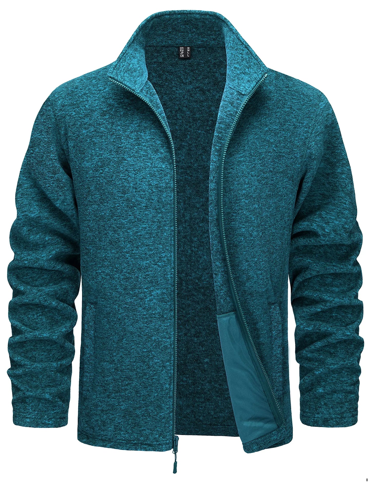 TACVASEN Lightweight Full Zip Fleece Jackets Mens Spring Casual Jacket Outdoor Sportswear With Pockets Stand Collar Outwear Tops