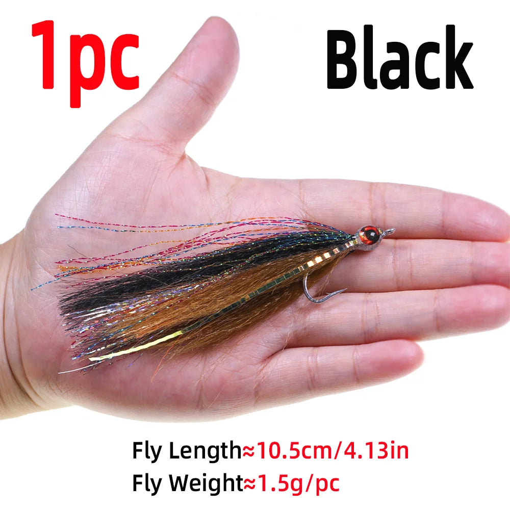 1pc/4pcs Epoxy 3D Fish Eye Clouser Minnow Slinky Fiber Baitfish Saltwater Streamer Fly Fishing Flies Trout Fishing Lure Baits