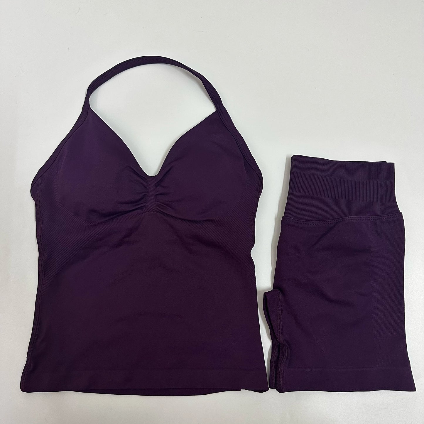 Yoga Set Women Padded Halter Tank Top Scrunch Butt Lifting Gym Shorts Set Summer Sportswear Workout Clothes