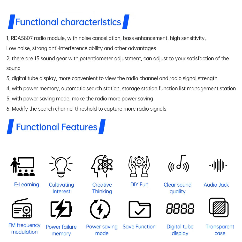 DIY FM Radio Electronic Kit  87-108MHz Adjustable Frequency Digital Display Soldering Project Practice Solder RDA5807S