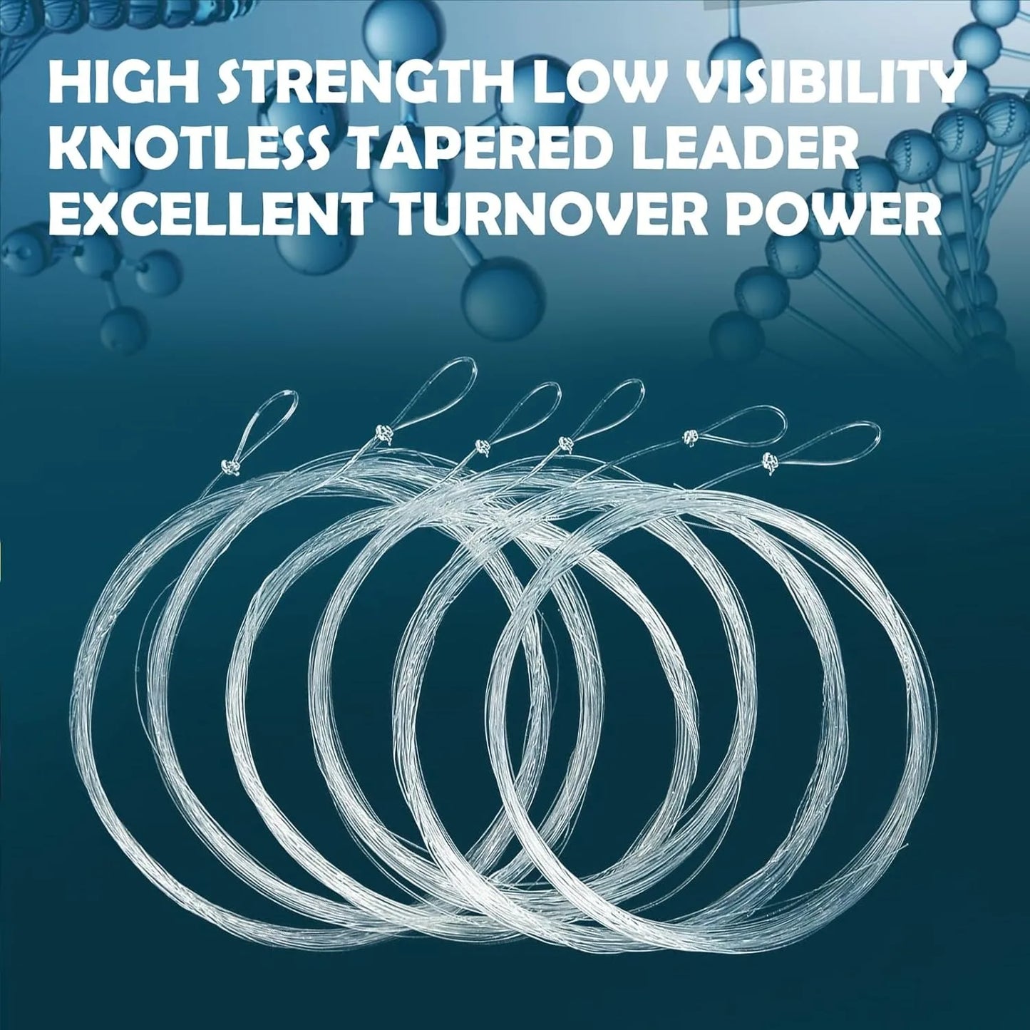 Aventik 6PCS Nylon Tapered Fly Fishing Leaders Clear 9FT/12FT/15FT Pre-Tied Loop Leader Line