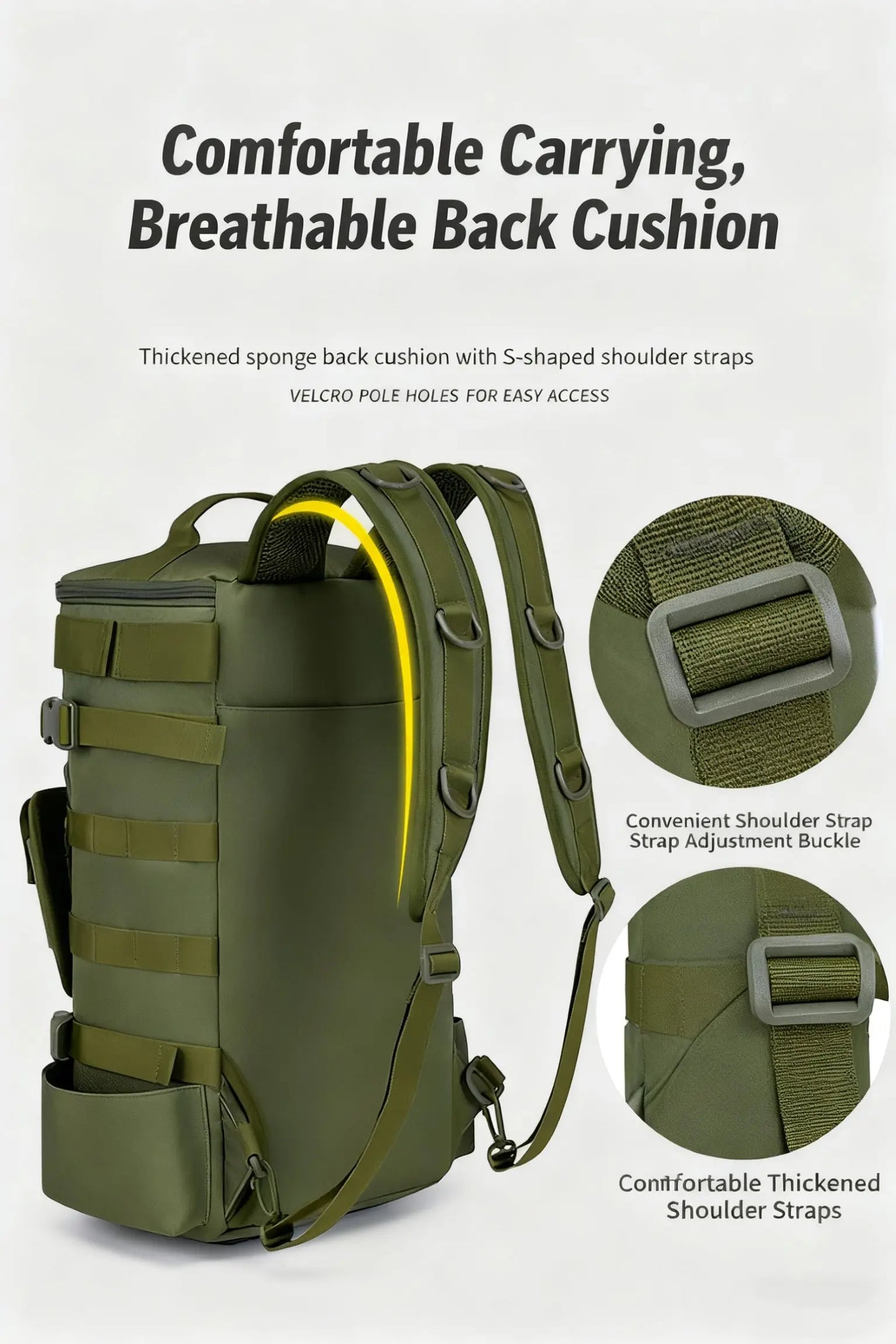 Multifunctional Fishing Backpack Tackle Bag with Rod Holders Fish Equipment Storage Waterproof Wear-resistant Outdoor Sports Bag