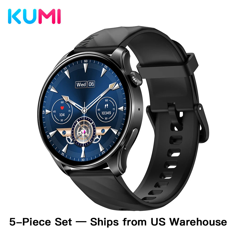 KUMI GW5 Pro Smartwatch 1.43" AMOLED IP68 Waterproof Bluetooth 5.2 Fitness Tracker Heart Rate Blood Oxygen Monitor