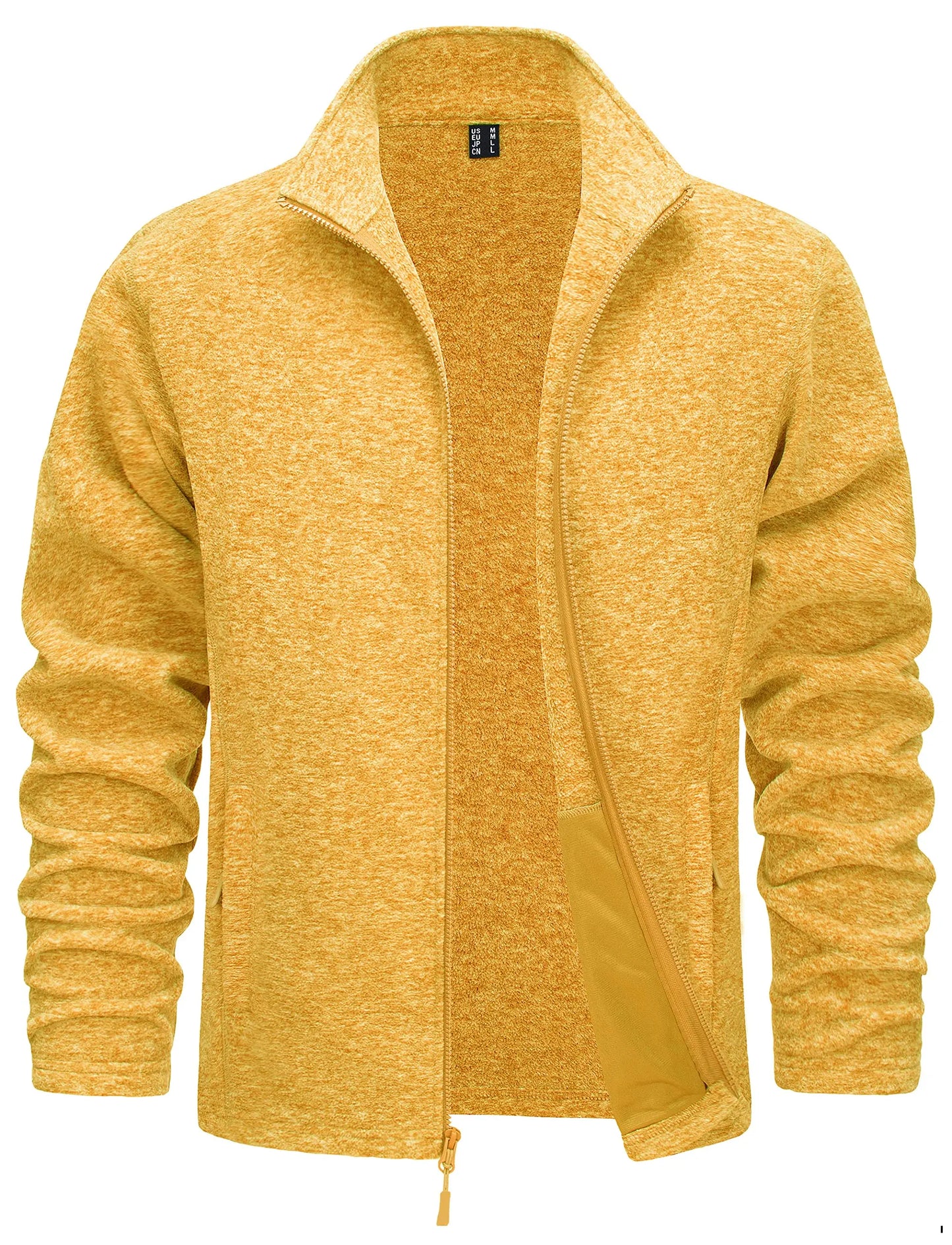 TACVASEN Lightweight Full Zip Fleece Jackets Mens Spring Casual Jacket Outdoor Sportswear With Pockets Stand Collar Outwear Tops