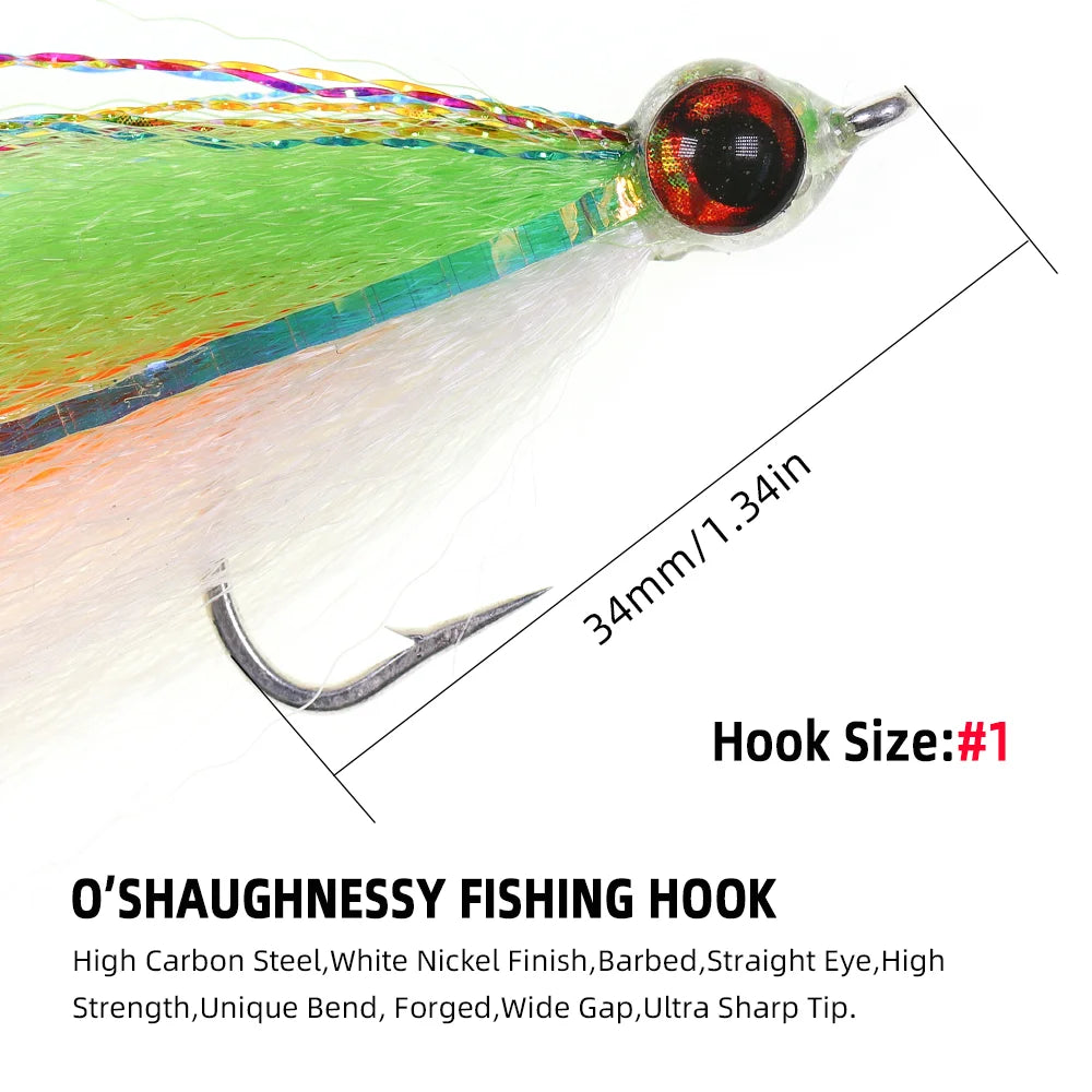 1pc/4pcs Epoxy 3D Fish Eye Clouser Minnow Slinky Fiber Baitfish Saltwater Streamer Fly Fishing Flies Trout Fishing Lure Baits