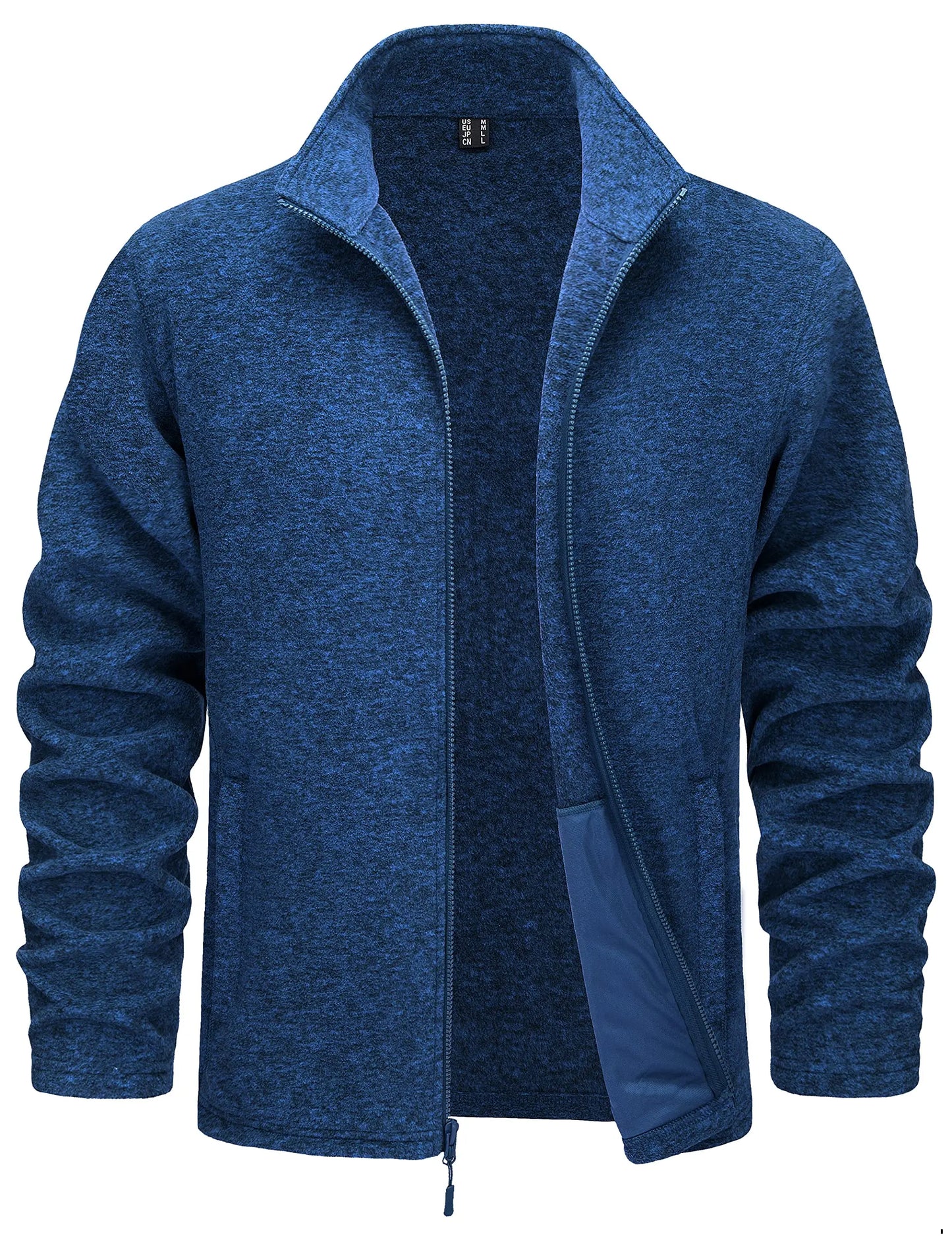 TACVASEN Lightweight Full Zip Fleece Jackets Mens Spring Casual Jacket Outdoor Sportswear With Pockets Stand Collar Outwear Tops